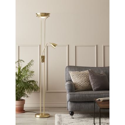 Markslöjd 111242 - Himmennettävä lattialamppu DETROIT 1xR7s/300W + 1xGU10/35W/230V messinki