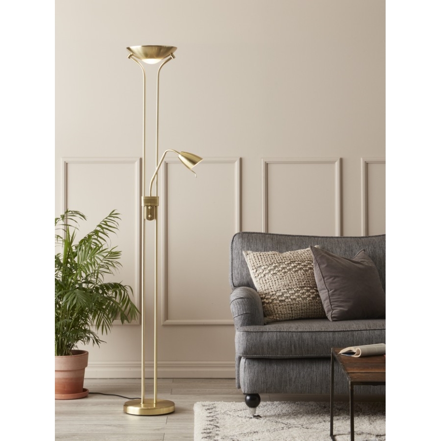Markslöjd 111242 - Himmennettävä lattialamppu DETROIT 1xR7s/300W + 1xGU10/35W/230V messinki