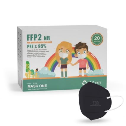 Mask One lasten hengityssuojain FFP2 NR - CE 0370 musta 100kpl