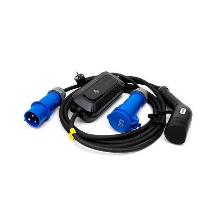 Matkalatauspiste sähköautoille EV/PHEV AC Tyyppi 2 32A/230V 7,4kW IP55 5m + adapteri 230V 3,7kW + kotelo