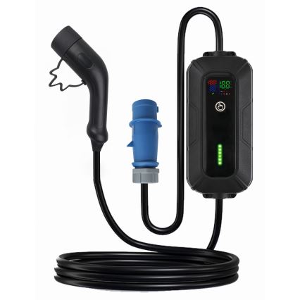 Matkalatauspiste sähköautoille EV/PHEV AC Tyyppi 2 32A/230V 7,4kW IP55 5m + adapteri 230V 3,7kW + kotelo
