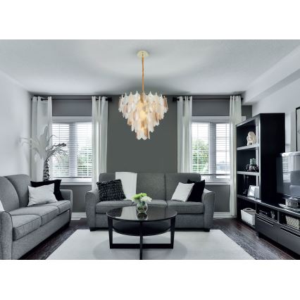 MAXLIGHT P0417 - Kattokruunu ketjussa ARWENA 7xE14/40W/230V halkaisija 50 cm kulta