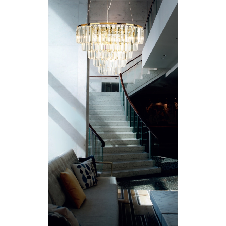 MAXLIGHT P0424 - Kattokruunu johdossa MONACO 15xG9/40W/230V halkaisija 60 cm kulta