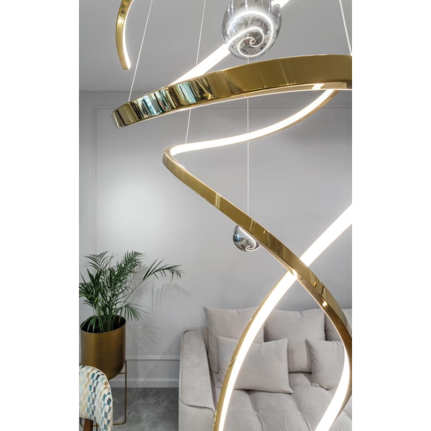 MAXLIGHT P0483D - Himmennettävä LED-kattokruunu johdossa RITZ LED/100W/230V halkaisija 60 cm CRI 90 messinki