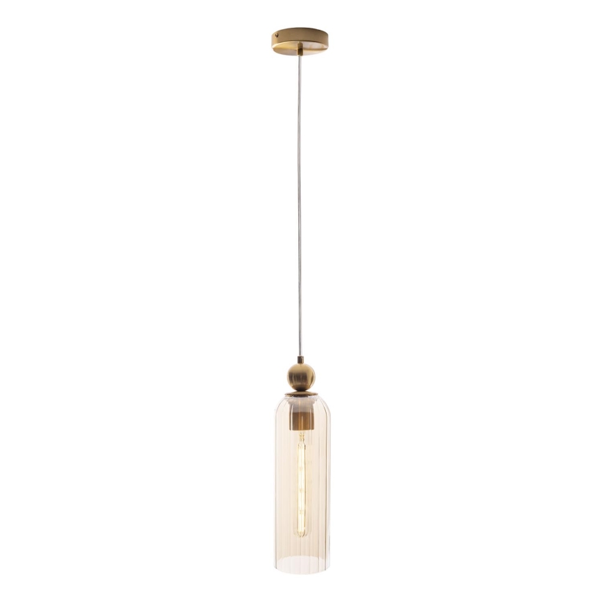 MAXLIGHT P0510 - Kattokruunu johdossa CAMPANILA 1xE27/40W/230V halkaisija 10 cm messinki/beige