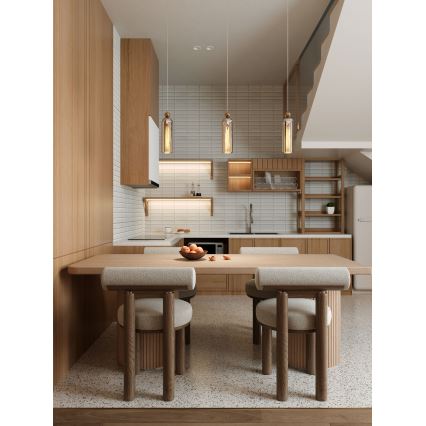 MAXLIGHT P0510 - Kattokruunu johdossa CAMPANILA 1xE27/40W/230V halkaisija 10 cm messinki/beige