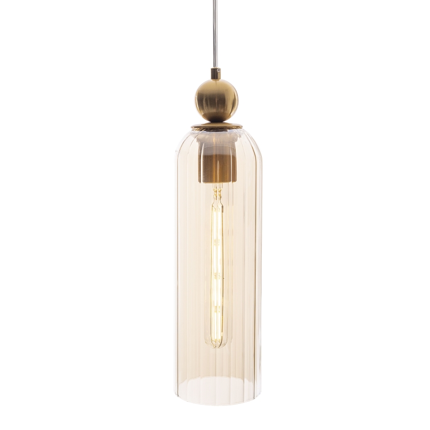MAXLIGHT P0510 - Kattokruunu johdossa CAMPANILA 1xE27/40W/230V halkaisija 10 cm messinki/beige