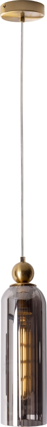 MAXLIGHT P0511 - Kattokruunu johdossa CAMPANILA 1xE27/40W/230V halkaisija 10 cm messinki/harmaa