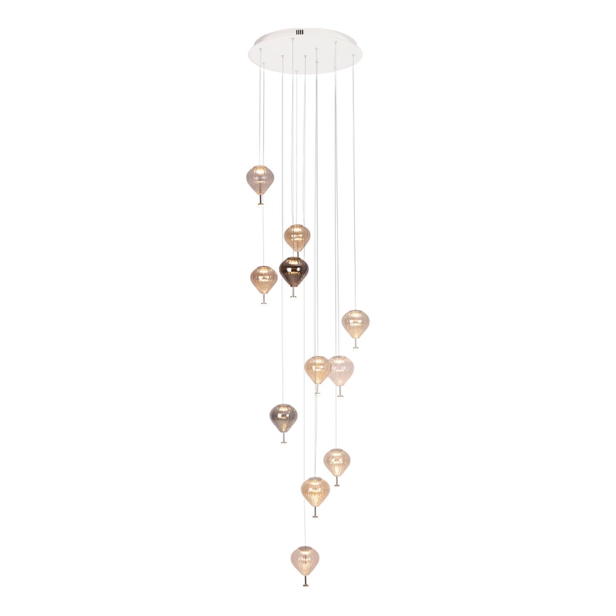 MAXLIGHT P0526D - Himmennettävä LED-kattokruunu johdossa PALLONCINI 11xLED/6W/230V halkaisija 45 cm läpinäkyvä/beige/savuinen