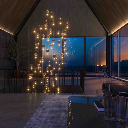 MAXLIGHT P0526D - Himmennettävä LED-kattokruunu johdossa PALLONCINI 11xLED/6W/230V halkaisija 45 cm läpinäkyvä/beige/savuinen
