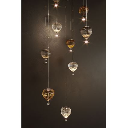 MAXLIGHT P0526D - Himmennettävä LED-kattokruunu johdossa PALLONCINI 11xLED/6W/230V halkaisija 45 cm läpinäkyvä/beige/savuinen