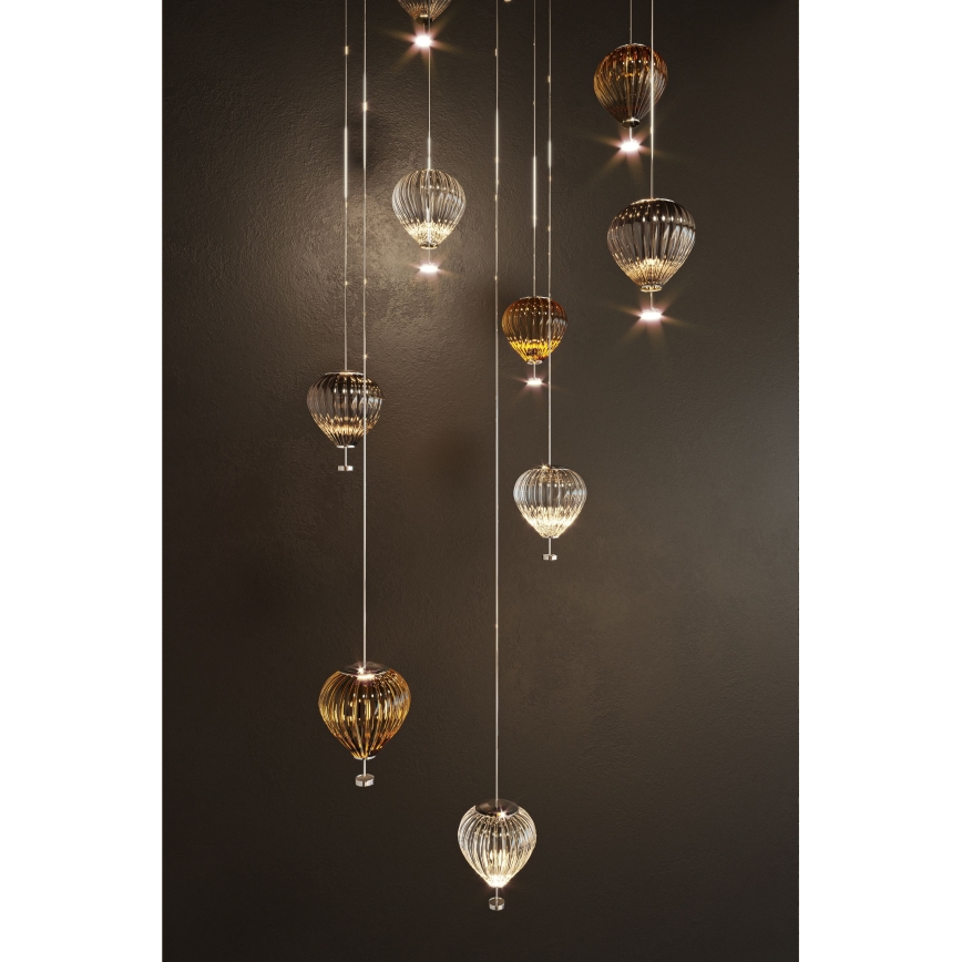 MAXLIGHT P0526D - Himmennettävä LED-kattokruunu johdossa PALLONCINI 11xLED/6W/230V halkaisija 45 cm läpinäkyvä/beige/savuinen