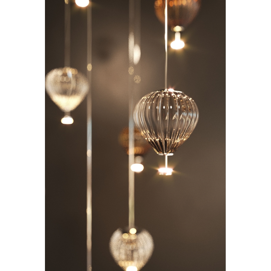 MAXLIGHT P0526D - Himmennettävä LED-kattokruunu johdossa PALLONCINI 11xLED/6W/230V halkaisija 45 cm läpinäkyvä/beige/savuinen