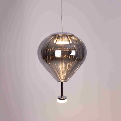 MAXLIGHT P0526D - Himmennettävä LED-kattokruunu johdossa PALLONCINI 11xLED/6W/230V halkaisija 45 cm läpinäkyvä/beige/savuinen