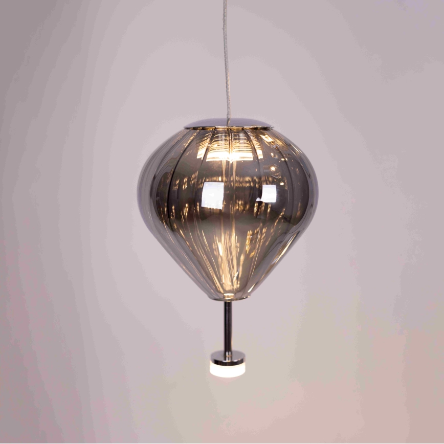 MAXLIGHT P0526D - Himmennettävä LED-kattokruunu johdossa PALLONCINI 11xLED/6W/230V halkaisija 45 cm läpinäkyvä/beige/savuinen