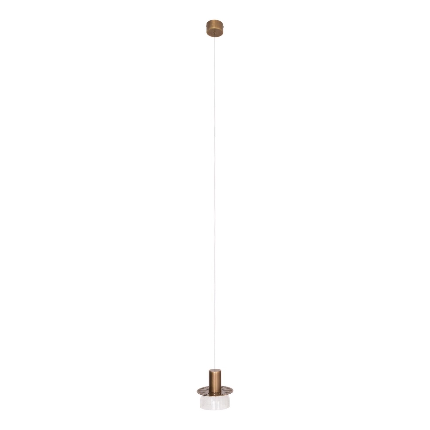 MAXLIGHT P0530 - LED-kattokruunu johdossa SIGNATURE LED/8W/230V halkaisija 15 cm messinki/läpinäkyvä