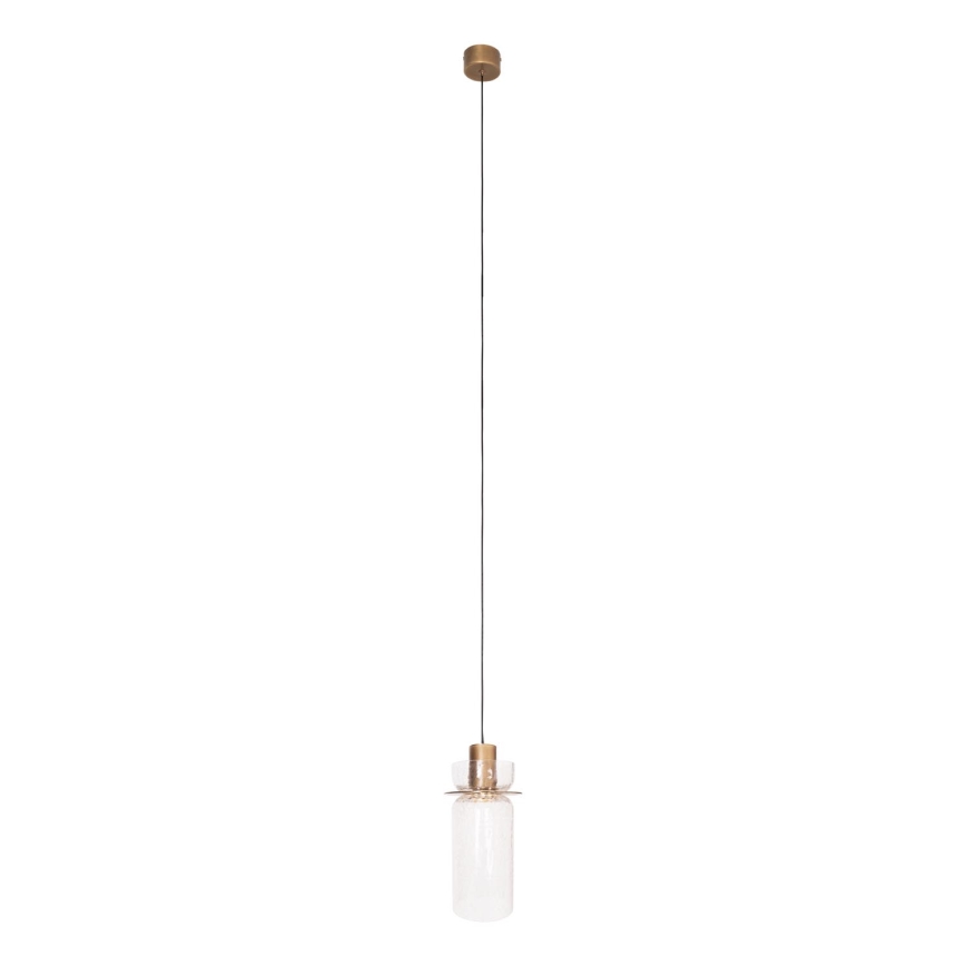 MAXLIGHT P0531 - LED-kattokruunu johdossa SIGNATURE LED/8W/230V halkaisija 15 cm messinki/läpinäkyvä