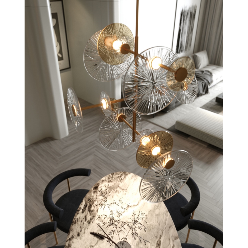 MAXLIGHT P0541 - LED-riipuskattokruunu ALLURE 14xLED/5W/230V halkaisija 60 cm kulta