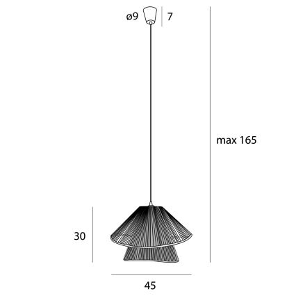 MAXLIGHT P0580 - Kattokruunu johdossa AMALFI 1xE27/15W/230V halkaisija 45 cm musta