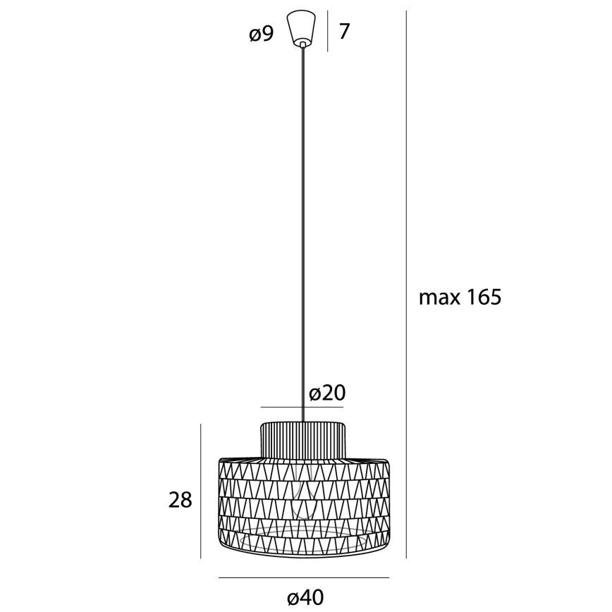MAXLIGHT P0587 - Kattokruunu johdossa RAFFLE 1xE27/15W/230V halkaisija 40 cm ruskea