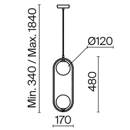 Maytoni MOD013PL-02BS1 - Kattokruunu johdossa RING 2xG9/25W/230V messinki