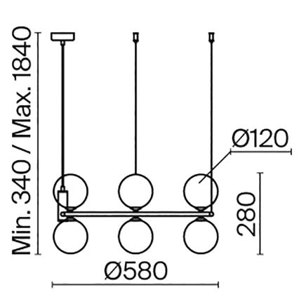 Maytoni MOD013PL-06BS1 - Kattokruunu johdossa RING 6xG9/25W/230V messinki