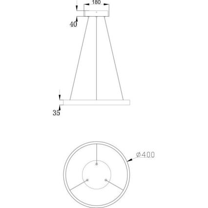 Maytoni MOD058PL-L22B3K - LED-kattokruunu johdossa RIM LED/25W/230V 3000K halkaisija 40 cm musta