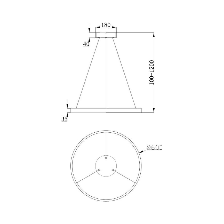 Maytoni MOD058PL-L32B3K - LED-kattokruunu johdossa RIM LED/37W/230V 3000K halkaisija 60 cm musta
