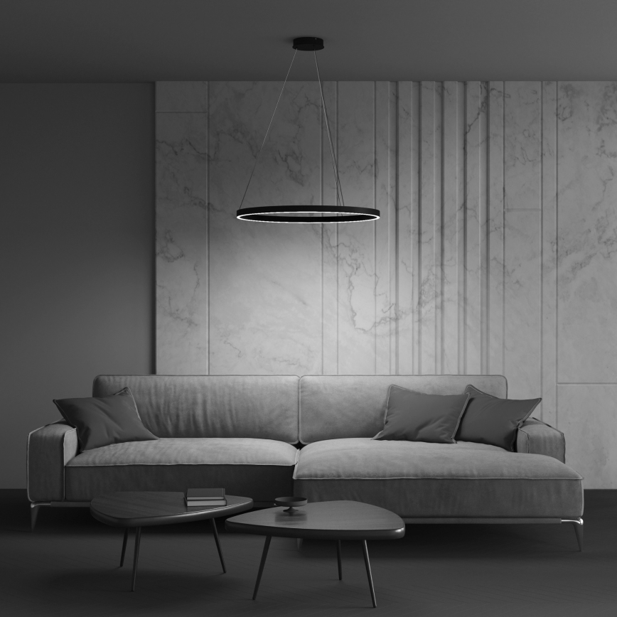 Maytoni MOD058PL-L42B3K - LED-kattokruunu johdossa RIM LED/51W/230V 3000K halkaisija 80 cm musta