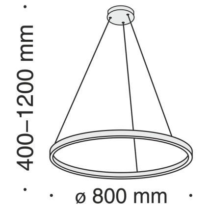 Maytoni MOD058PL-L42B3K - LED-kattokruunu johdossa RIM LED/51W/230V 3000K halkaisija 80 cm musta