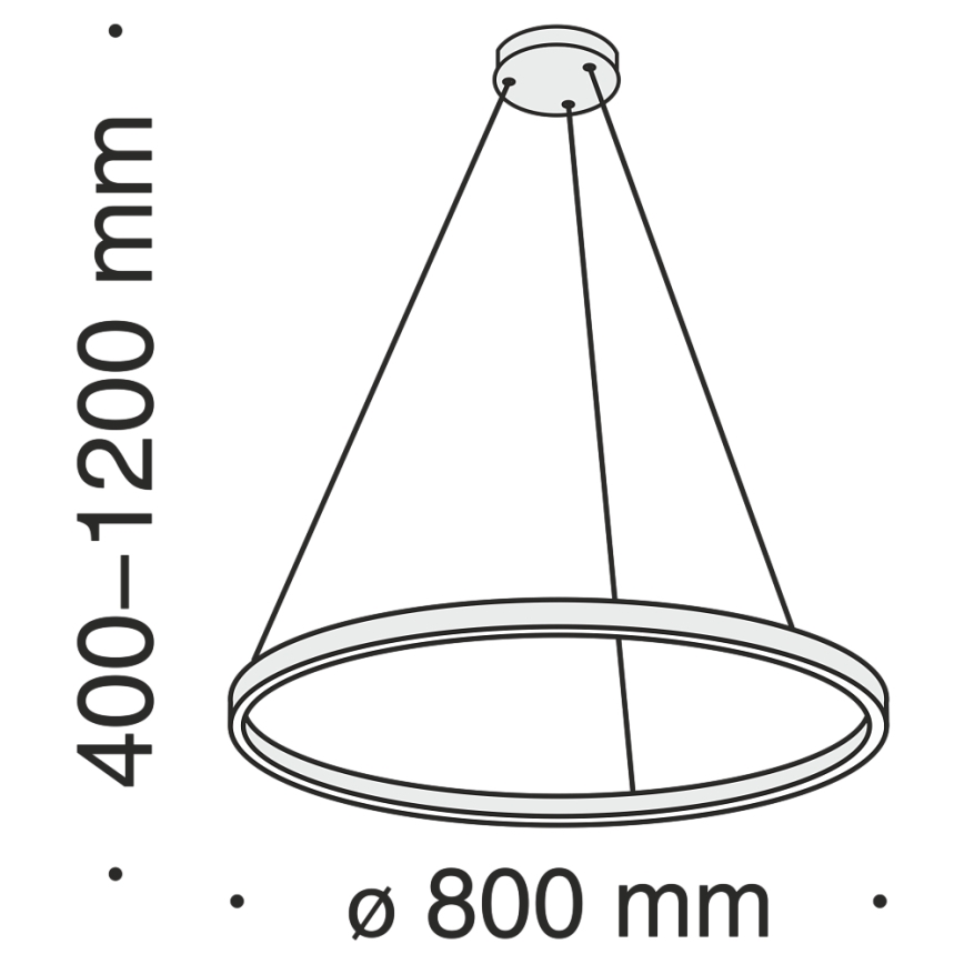 Maytoni MOD058PL-L42B3K - LED-kattokruunu johdossa RIM LED/51W/230V 3000K halkaisija 80 cm musta