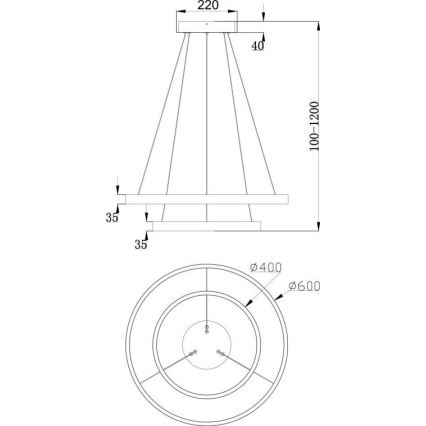 Maytoni MOD058PL-L55B3K - LED-kattokruunu johdossa RIM LED/61W/230V 3000K halkaisija 60 cm musta