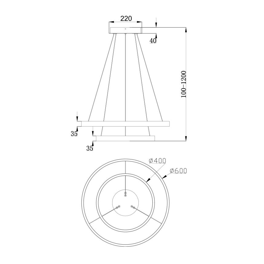 Maytoni MOD058PL-L55BS3K - LED-kattokruunu johdossa RIM LED/61W/230V 3000K halkaisija 60 cm kulta
