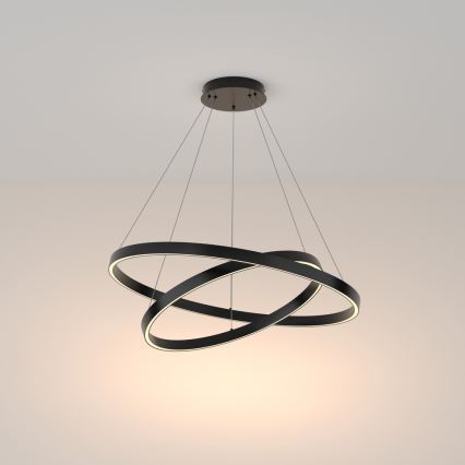 Maytoni MOD058PL-L74B3K - LED-kattokruunu johdossa RIM LED/88W/230V 3000K halkaisija 80 cm musta