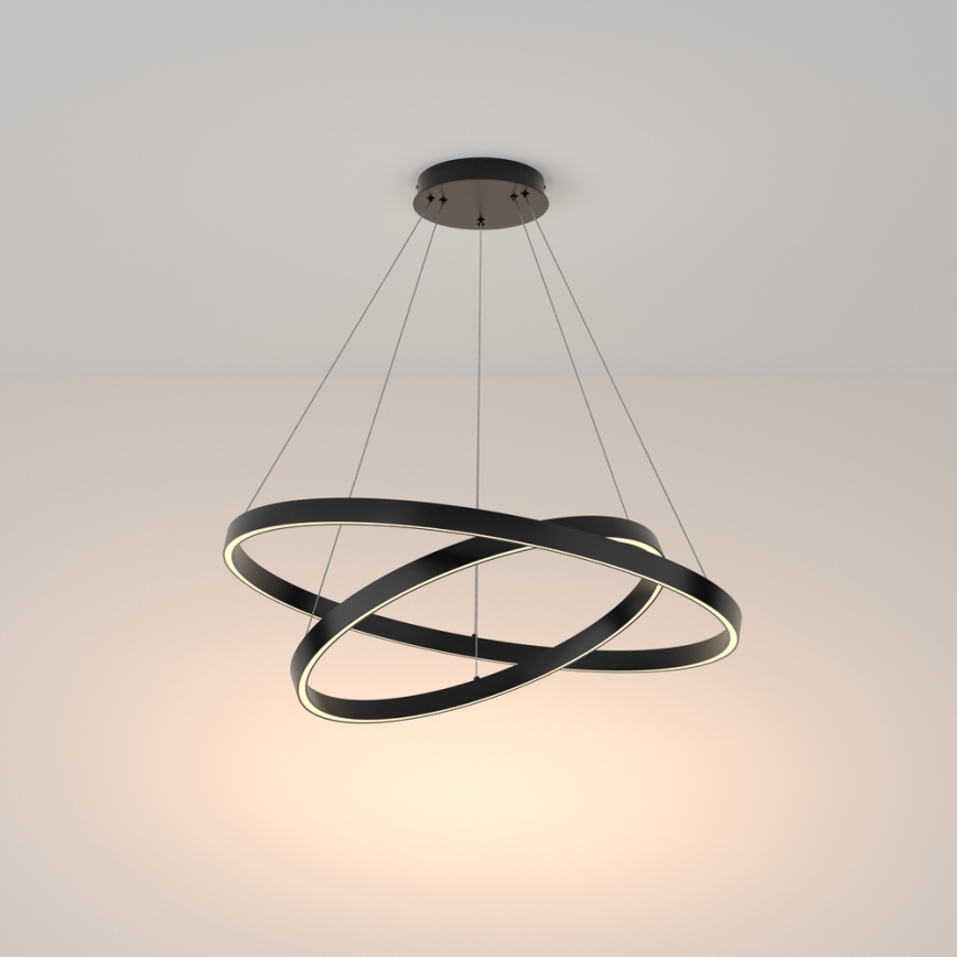 Maytoni MOD058PL-L74B3K - LED-kattokruunu johdossa RIM LED/88W/230V 3000K halkaisija 80 cm musta