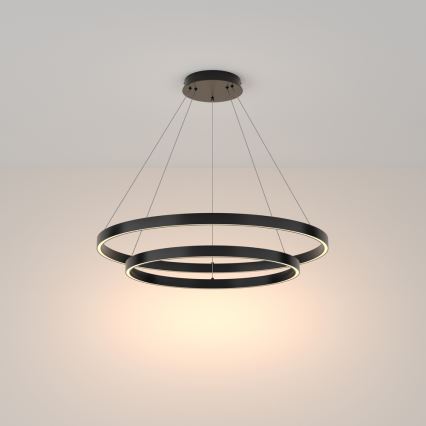 Maytoni MOD058PL-L74B3K - LED-kattokruunu johdossa RIM LED/88W/230V 3000K halkaisija 80 cm musta
