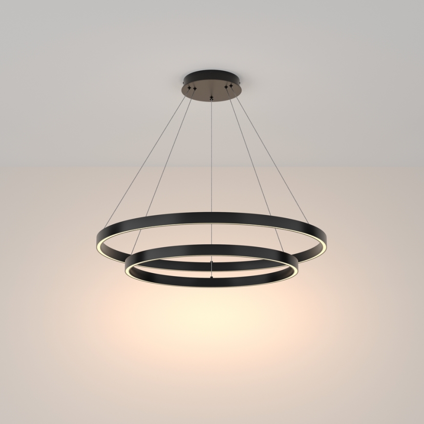 Maytoni MOD058PL-L74B3K - LED-kattokruunu johdossa RIM LED/88W/230V 3000K halkaisija 80 cm musta