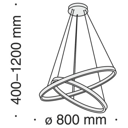 Maytoni MOD058PL-L74BS3K - LED-kattokruunu johdossa RIM LED/88W/230V 3000K halkaisija 80 cm kulta