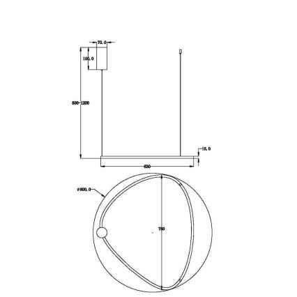 Maytoni MOD072PL-L36BSK1 - LED-kattokruunu johdossa GLINT LED/36W/230V kulta halkaisija 80 cm