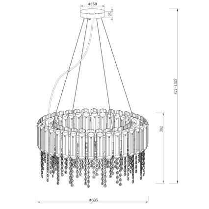 Maytoni MOD097PL-08CH - Kattokruunu johdossa HAIL 8xE14/40W/230V halkaisija 60,5 cm kiiltävä kromi