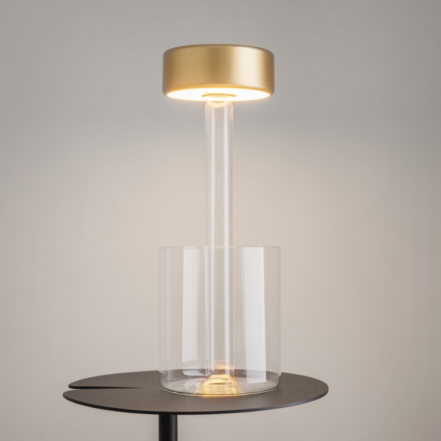 Maytoni MOD229TL-L3G3K1 - LED Himmennettävä ladattava kannattava pöytävalaisin LED/3W/5V 2200-4000K kulta/läpinäkyvä