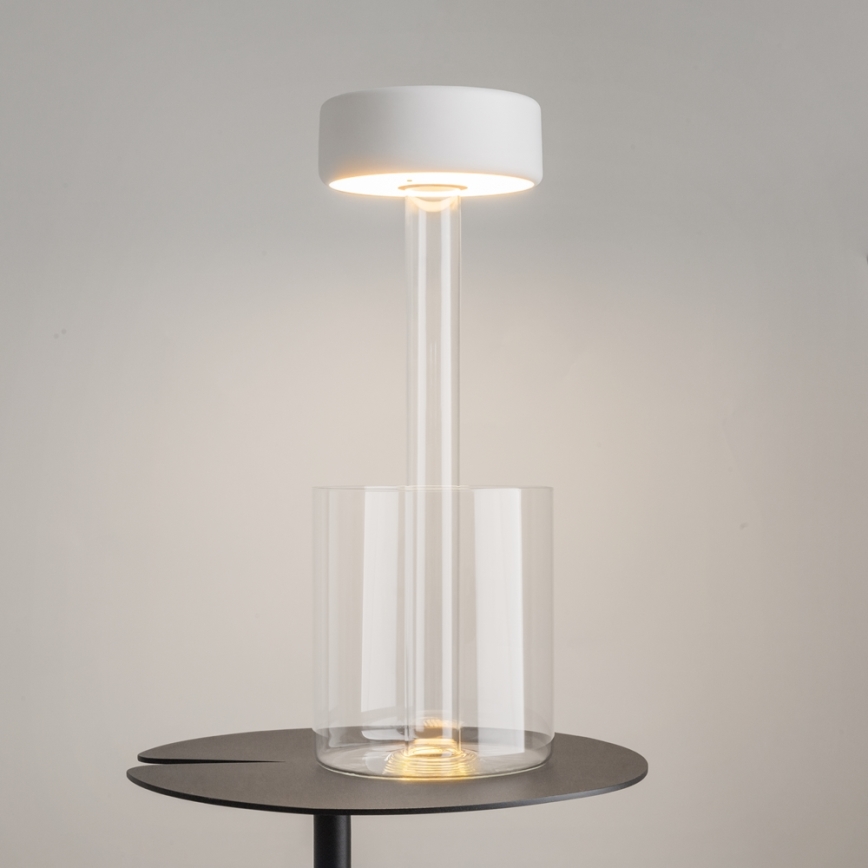 Maytoni MOD229TL-L3W3K1 - LED Himmennettävä ladattava kannattava pöytävalaisin LED/3W/5V 2200-4000K valkoinen/läpinäkyvä