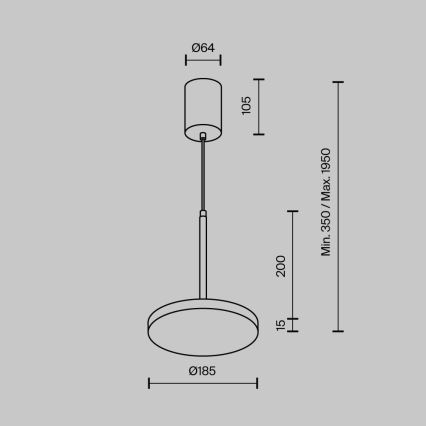 Maytoni P076PL-L12W3K-B - LED-kattokruunu johdossa PLATO LED/12W/230V 3000K musta