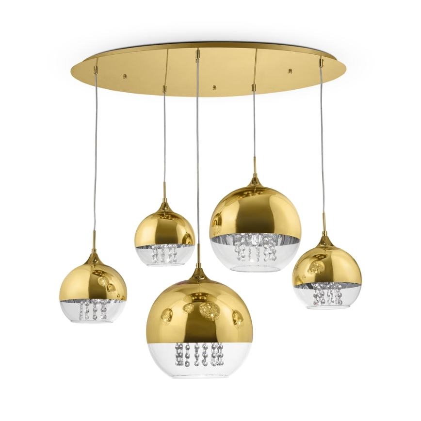 Maytoni P140-PL-170-5-G - Kattokruunu johdossa FERMI 5xE27/60W/230V kulta