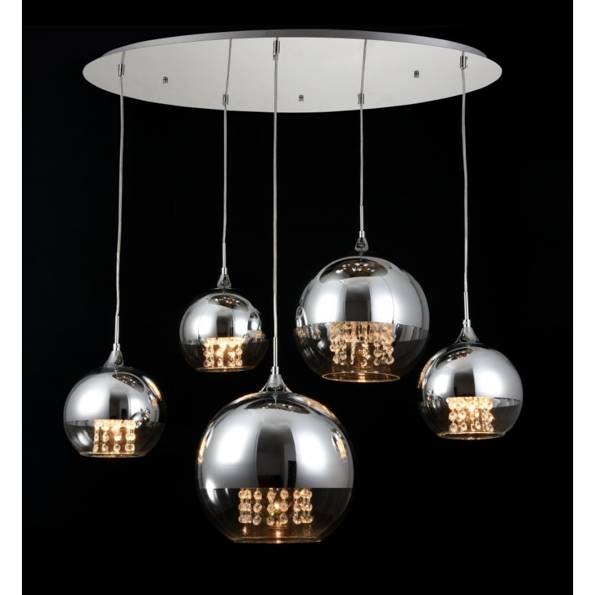 Maytoni P140-PL-170-5-N - Kattokruunu johdossa FERMI 5xE27/60W/230V kiiltävä kromi