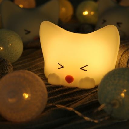 MegaLight - LED RGB Himmennettävä ladattava lasten kosketus lamppu CATTY CAT LED/5V