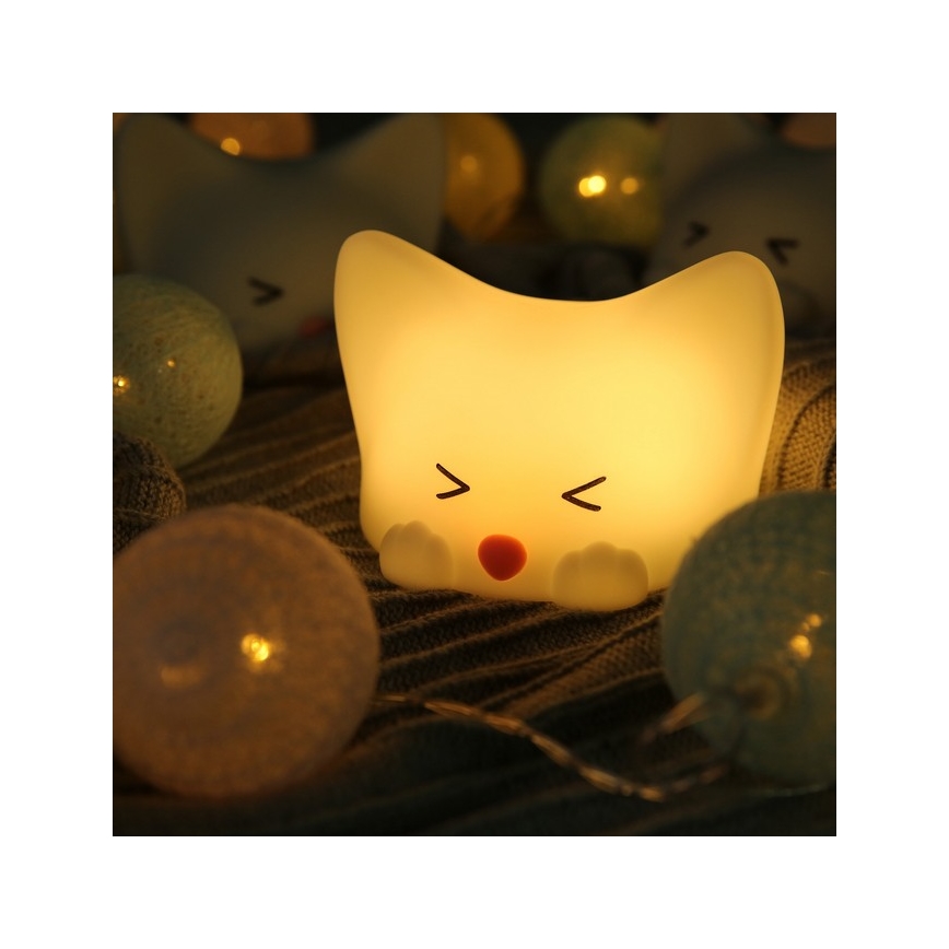 MegaLight - LED RGB Himmennettävä ladattava lasten kosketus lamppu CATTY CAT LED/5V