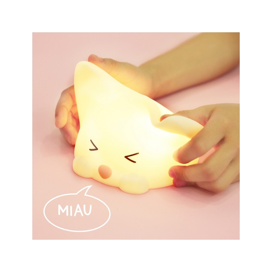 MegaLight - LED RGB Himmennettävä ladattava lasten kosketus lamppu CATTY CAT LED/5V