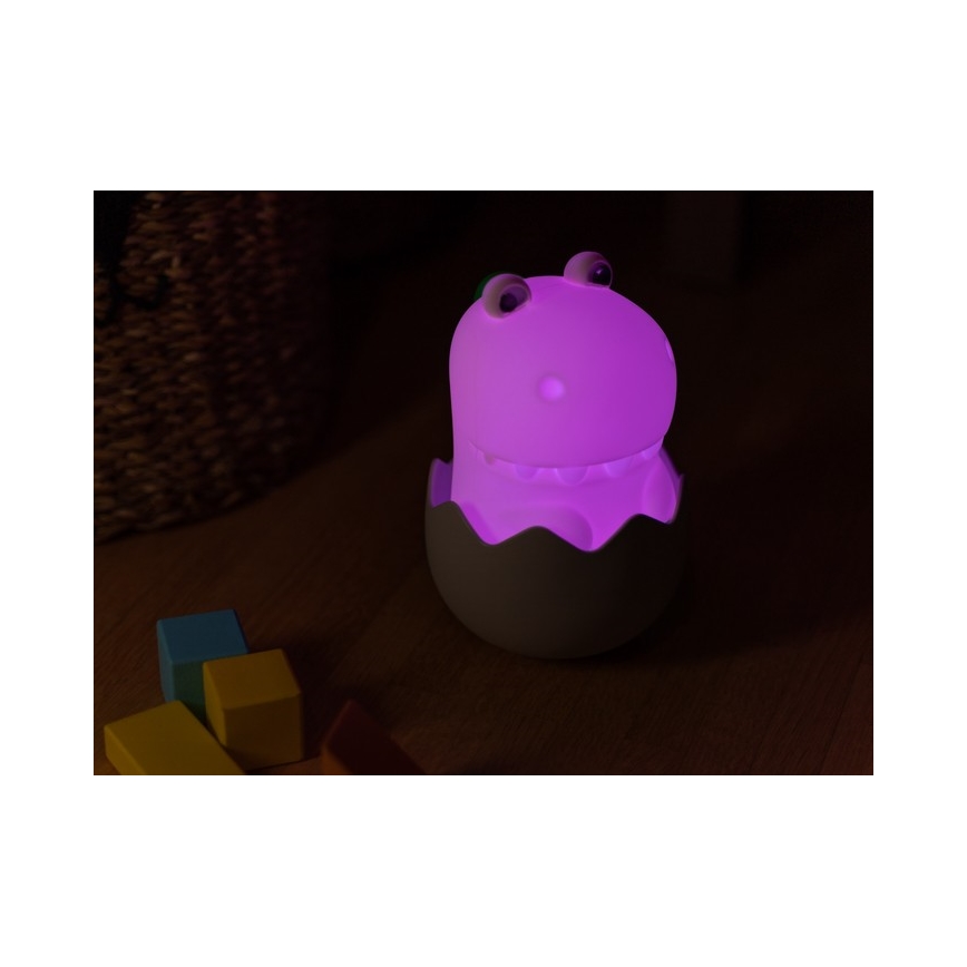 MegaLight - LED RGB Himmennettävä ladattava lasten kosketus lamppu DIGGY DINO LED/5V
