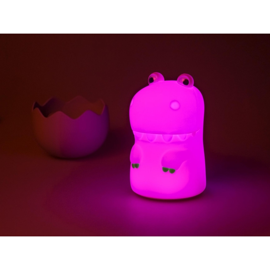 MegaLight - LED RGB Himmennettävä ladattava lasten kosketus lamppu DIGGY DINO LED/5V